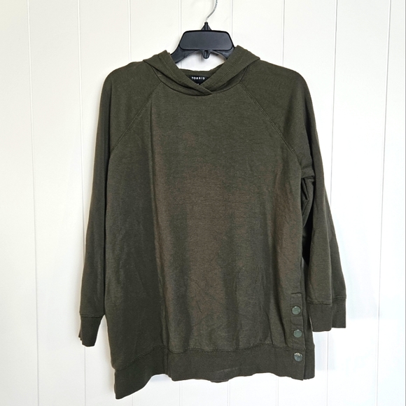 00 Torrid Green Fleece Lined Hoodie with Snaps - Picture 1 of 4